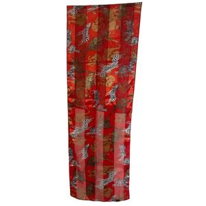 Red Scarf Vintage Polyester Safari Zebra Elephant Cheetah Retro Glam 60 x 13"